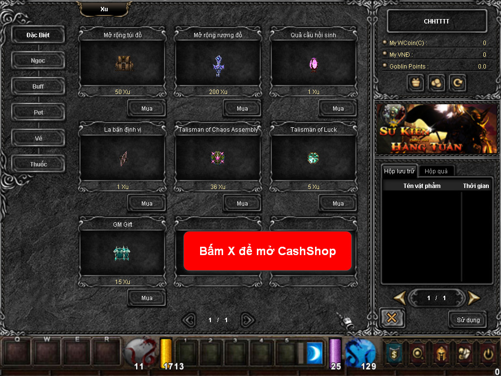 Chức năng chính của Game MU Thái Dương